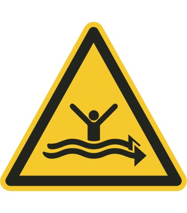 Schilder "Warnung vor starker Strömung"