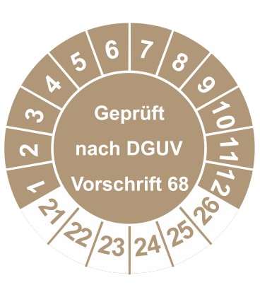 Prüfplaketten 'Geprüft nach DGUV Vorschrift 68'