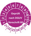Prüfplaketten 'Geprüft nach DGUV Vorschrift 68'