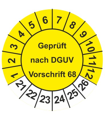 Prüfplaketten 'Geprüft nach DGUV Vorschrift 68'