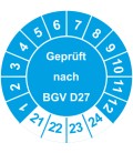 Prüfplaketten 'Geprüft nach BGV D27'