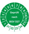 Prüfplaketten 'Geprüft nach BGV D27'