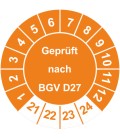 Prüfplaketten 'Geprüft nach BGV D27'