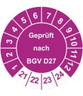 Prüfplaketten 'Geprüft nach BGV D27'
