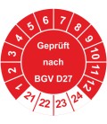 Prüfplaketten 'Geprüft nach BGV D27'