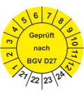 Prüfplaketten 'Geprüft nach BGV D27'