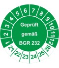 Prüfplaketten 'Geprüft gemäß BGR 232'