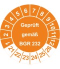 Prüfplaketten 'Geprüft gemäß BGR 232'