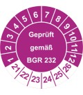 Prüfplaketten 'Geprüft gemäß BGR 232'
