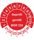 Prüfplaketten 'Geprüft gemäß BGR 232'