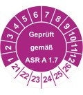 Prüfplaketten 'Geprüft gemäß ASR A 1.7'