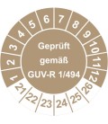 Prüfplaketten 'Geprüft gemäß GUV-R 1/494'