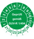 Prüfplaketten 'Geprüft gemäß GUV-R 1/494'