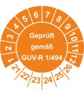Prüfplaketten 'Geprüft gemäß GUV-R 1/494'