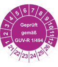 Prüfplaketten 'Geprüft gemäß GUV-R 1/494'