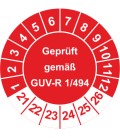 Prüfplaketten 'Geprüft gemäß GUV-R 1/494'
