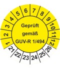 Prüfplaketten 'Geprüft gemäß GUV-R 1/494'