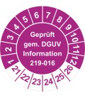 Prüfplaketten 'Geprüft gem. DGUV Information 219-016'