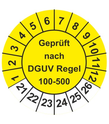 Prüfplaketten 'Geprüft nach DGUV Regel 100-500'