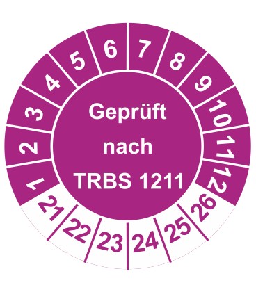 Prüfplaketten 'Geprüft nach TRBS 1201'