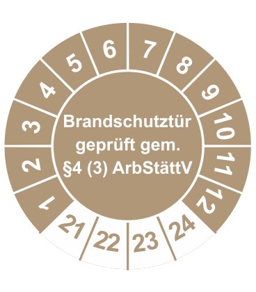 Prüfplaketten 'Brandschutztür geprüft gem. §4 (3) ArbStättV'