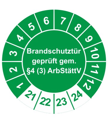 Prüfplaketten 'Brandschutztür geprüft gem. §4 (3) ArbStättV'