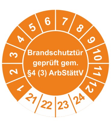 Prüfplaketten 'Brandschutztür geprüft gem. §4 (3) ArbStättV'