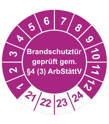 Prüfplaketten 'Brandschutztür geprüft gem. §4 (3) ArbStättV'