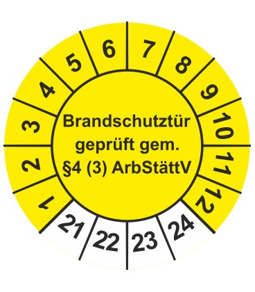Prüfplaketten 'Brandschutztür geprüft gem. §4 (3) ArbStättV'