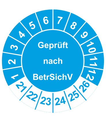 Prüfplaketten 'Geprüft nach BetrSichV'