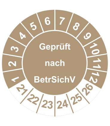 Prüfplaketten 'Geprüft nach BetrSichV'