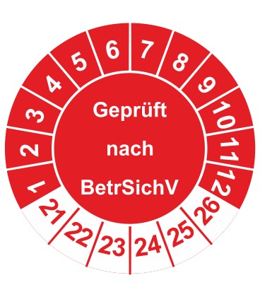 Prüfplaketten 'Geprüft nach BetrSichV'