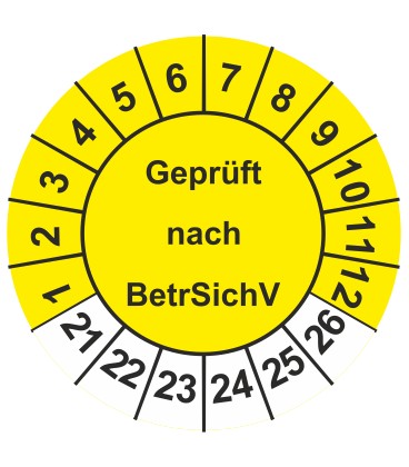 Prüfplaketten 'Geprüft nach BetrSichV'