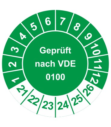 Prüfplaketten 'Geprüft nach VDE 0100'