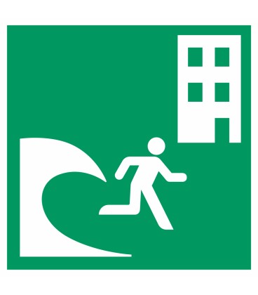 Schilder "Tsunami-Evakuierungsgebäude"