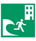 Schilder 'Tsunami-Evakuierungsgebäude'