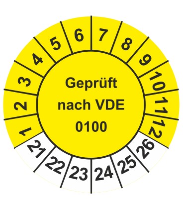 Prüfplaketten 'Geprüft nach VDE 0100'