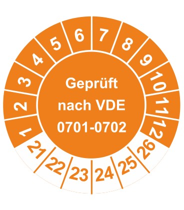Prüfplaketten 'Geprüft nach VDE 0701-0702'