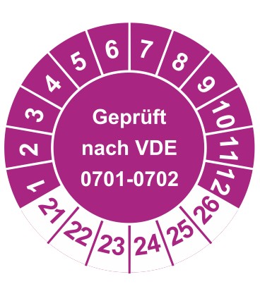 Prüfplaketten 'Geprüft nach VDE 0701-0702'