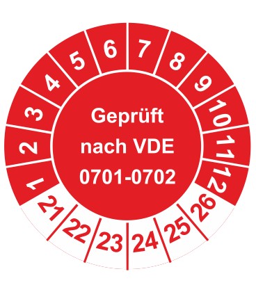 Prüfplaketten 'Geprüft nach VDE 0701-0702'