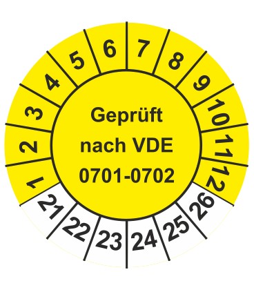 Prüfplaketten 'Geprüft nach VDE 0701-0702'
