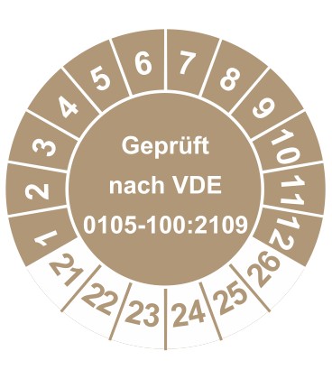Prüfplaketten 'Geprüft nach VDE 0105-100:2009'