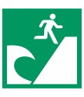Aufkleber "Tsunami-Evakuierungsgebiet"