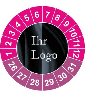 Prüfplaketten mit eigenem Logo (Auberginefarben)