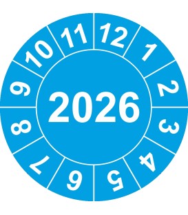 Prüfplaketten mit Jahreszahl (blau)