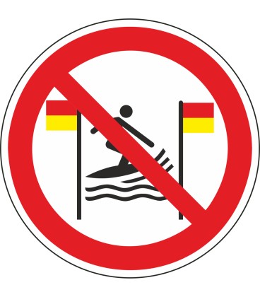 Schilder "Surfen zwischen rot-gelber Flagge verboten"