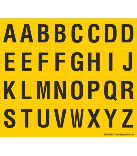 Buchstabenaufkleber, Gelb - Schwarz, Alphabet