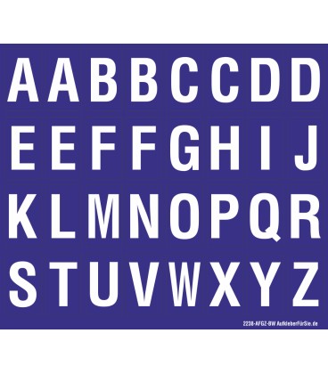 Buchstabenaufkleber, Blau - Weiß, Alphabet