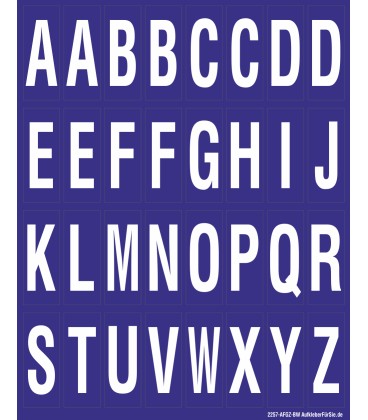 Buchstabenaufkleber, Blau - Weiß, Alphabet