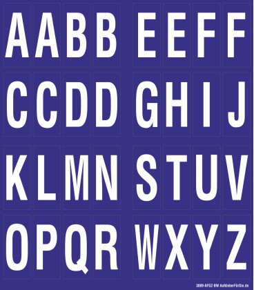 Buchstabenaufkleber, Blau - Weiß, Alphabet